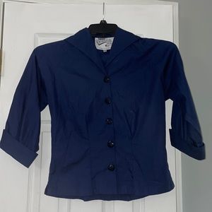 LAST CHANCE, MAKE ME AN OFFER VOH Navy Raglan Blouse UK 10 small